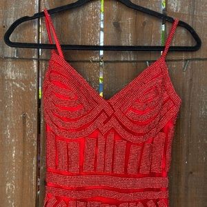 Elegant Beaded Red Dress